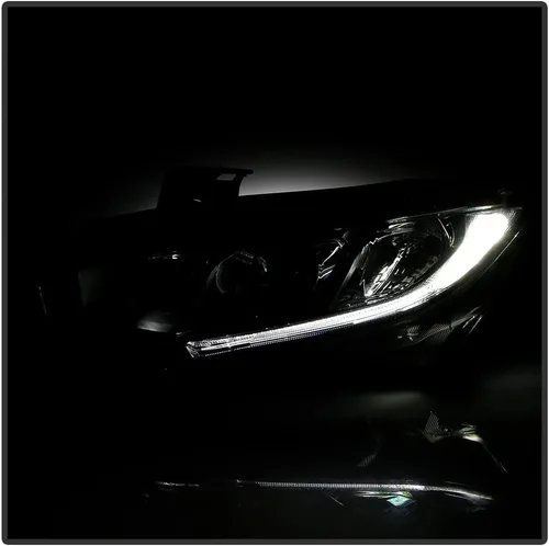 Vista 6 de ACANII - Para [tipo halógeno] 2016-2021 Honda Civic Chrome Housing LED DRL Proyector Faros Faros Par Izquierdo+Derecho