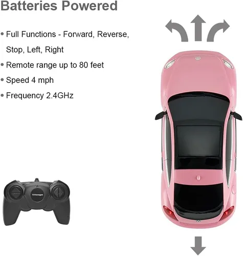 Vista 5 de RASTAR Radio Control remoto escala 1/24 Volkswagen Beetle con licencia RC Model Car (rosa)