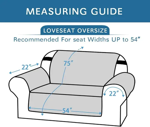 Vista 2 de H.VERSAILTEX Funda reversible para sofá biplaza, protector de muebles antideslizante, resistente al agua, correas elásticas de 2 pulgadas, fundas