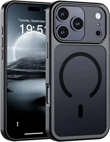 Vista 40 de SUPFINE Funda magnética para iPhone 11 Pro Max (compatible con MagSafe) (protección contra caídas de grado militar), delgada, translúcida mate, a