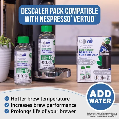 Vista 3 de Caffenu Nespresso Vertuo Solución de descalcificación, 2 botellas, descalcificador de 4 usos (4 Uses) Descaler for Nespresso Vertuo Coffee