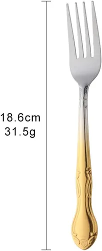 Vista 3 de Juego de tenedores de cocina de acero inoxidable, 12 piezas, tenedores de acero inoxidable de 7.3 pulgadas, cubiertos clásicos, utensilios de Dorado