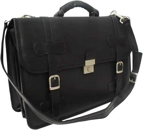 Vista 2 de Piel Leather XXL Flap-Over Cartera, Negro, talla única , Carpeta con solapa Xxl