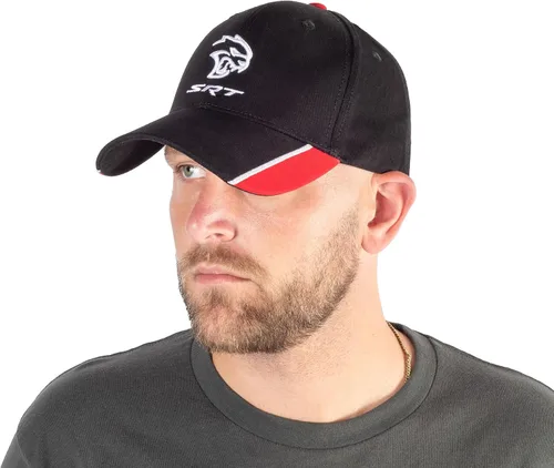 Vista 4 de Dodge SRT Hellcat Cap - Personalizada - Estructurado 6 Paneles - NegroRojoBlanco, Negro