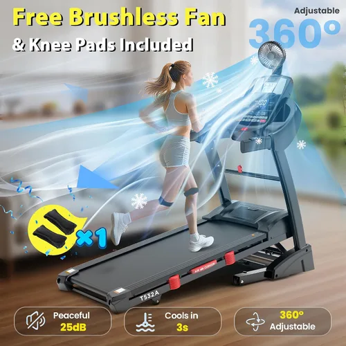 Vista 3 de Cinta de correr con ventilador, caminadora plegable de 5.1 HP con capacidad