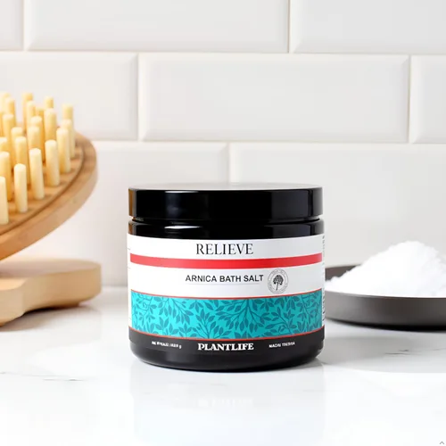 Vista 5 de Plantlife Arnica Relieve Sales de baño minerales – Fabricado con árnica y aceites esenciales 100% puros – Los productos Relieve son una solución
