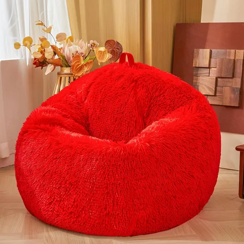 Vista 15 de Fundas para puf de pelo sintético mullido color beige, funda para silla puff de felpa suave color beige para niños y niñas, almacenamiento de puf