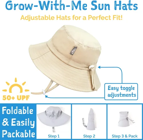 Vista 3 de JAN & JUL 50+ UPF Adjustable Cotton Sun-Hats for Baby Toddler Kids