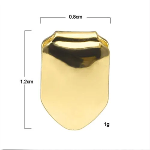 Vista 4 de Onwon 2 piezas chapadas en oro de 14 quilates Grillz Hip Hop Top Tooth Single Grill Cap para dientes boca, Goma