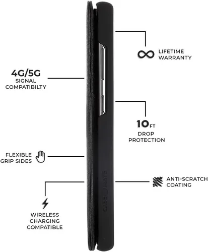 Vista 4 de Case-Mate - Funda de piel para Samsung Galaxy S20+ S20 Plus - Compatible con 5G - Capacidad para 4 tarjetas + dinero en efectivo - Cuero negro