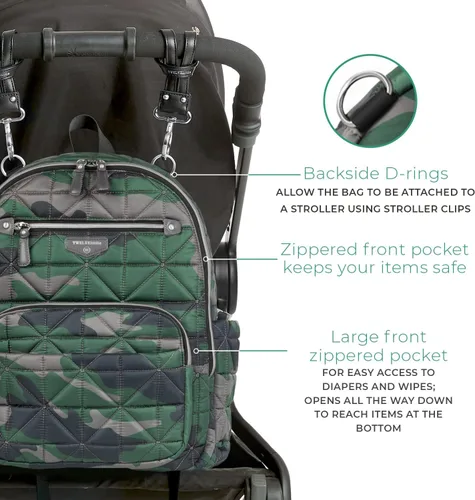 Vista 5 de TWELVElittle Mochila Companion DiaperBag 2.0 - Incluye cambiador. Bolsillos aislados. Mochila de moda para pañales, Camo Print, talla única