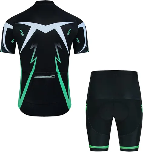 Vista 5 de Maillot de ciclismo para hombre y pantalones cortos Ciclismo Jersey Set 3 bolsillos, cojín 3D acolchado pantalones cortos de bicicleta, juego