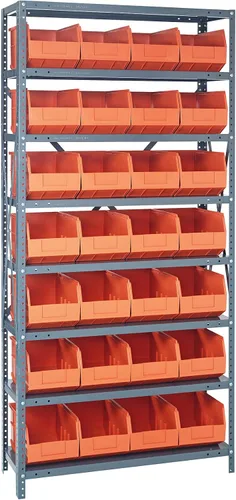 Vista 134 de Quantum QSBU-245BK Heavy Duty Shelving Unit with (7) Shelves and (24) QUS245 Black Bins for Garage Warehouse Storage Distribution 400 lb Load