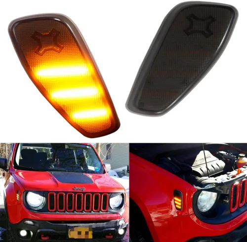 Vista 11 de Kit de lámparas de marcador lateral LED blanco con lente ahumada, compatible con Jeep Renegade 2014, 2015, 2016, 2017, 2018, 2019, 2020, 2021, 2022
