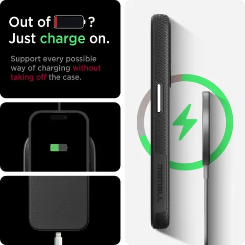 Vista 6 de Miimall Funda magnética delgada compatible con iPhone 15 Pro, color negro
