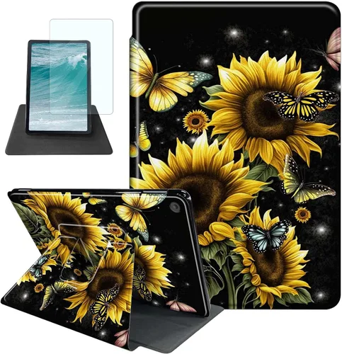 Vista 14 de Rossy Funda para tablet Kindle Fire HD 8 y Fire HD 8 Plus (12ª/10ª generación 2022/2020) + protector de pantalla giratorio de 360 grados, funda