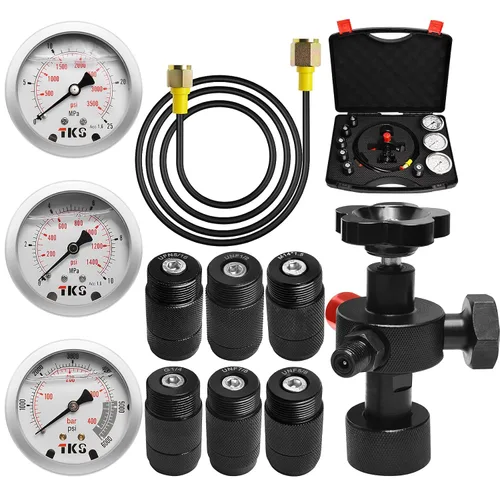 Vista 7 de Kit de carga de acumulador de nitrógeno hidráulico, kit de llenado de nitrógeno, sistema de prueba de presión de nitrógeno con 7 acoplamientos, 3