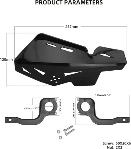 Vista 2 de Paramanos universal de 7/8" 22mm y 1 1/8" 28mm para manillar de nylon, para moto de cross, motocross, ATV, para SX SXF EXC XCW - Negro