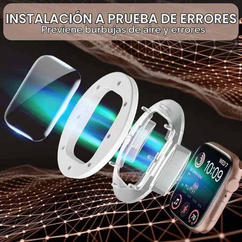 Vista 5 de Protector de pantalla para Apple Watch de 1.575 pulgadas SE Series 6/5/4, vidrio templado, cobertura completa, sin burbujas, película HD para iWatch