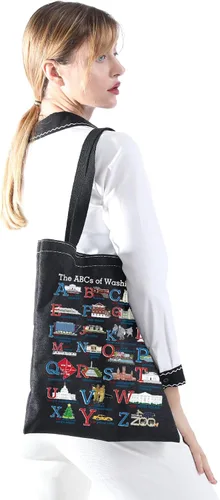 Vista 14 de MNIGIU Washington DC Alphabets Tote Bag Washington DC Souvenir Gift Washington DC Welcome Bag