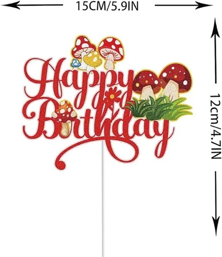 Vista 2 de PayPie Decoración de pastel de cumpleaños con purpurina roja, suministros de fiesta de cumpleaños para niños y niñas
