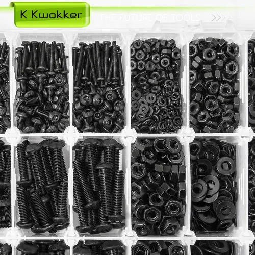 Vista 3 de Juego de 2410 piezas de tuercas y pernos M2 M3 M4 M5, pernos métricos de cabeza hexagonal con botón de 4 mm a 20 mm, pernos y tuercas de acero