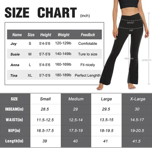 Vista 5 de CTHH Pantalones de yoga con corte de bota para mujer, leggings acampanados con bolsillos para mujer, cintura alta, cruzado, entrenamiento, descanso