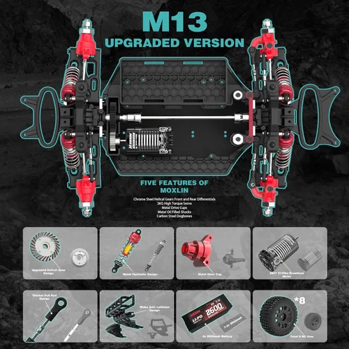 Vista 10 de Hosim Coches RC sin escobillas para adultos y niños rápidos 50 mph, camiones RC 4x4 todo terreno todoterreno impermeable de alta velocidad 1/14 RTR