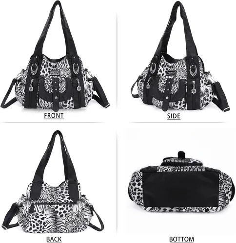 Vista 3 de Angel Barcelo Bolsos de mano de moda espaciosos para mujer, bolsos de hombro para mujer, bolso de cuero lavado
