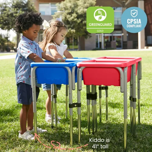 Vista 6 de ECR4Kids Mesas modulares de juego con arena y agua con tapas, varios colores, Multi Color, 1 Azul /Rojo