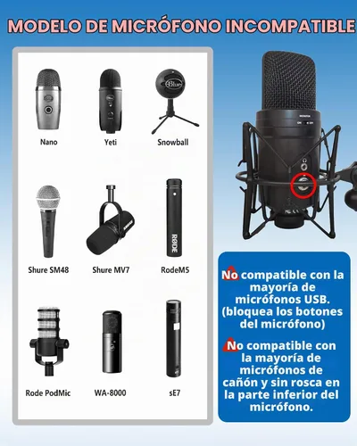 Vista 5 de SUUNTOK Soporte Antivibración de Micrófono Universal Soporte de Micrófono Araña de Grabación Compatible con Muchos Micrófonos de Condensador como