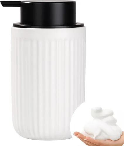 Vista 18 de BosilunLife Dispensador de Jabón de Manos de Espuma - Dispensador de Jabón de Espuma de Cerámica para Baño de 12 oz Dispensador de Jabón Líquido