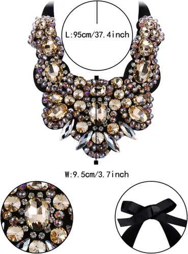 Vista 6 de Flyonce Collar de cristal con diamantes de imitación para mujeres y niñas, bisutería