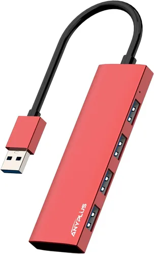 Vista 10 de Concentrador USB, concentrador USB 3.0 de aleación de aluminio ultra delgado divisor USB, extensor USB portátil de 4 puertos, concentrador USB