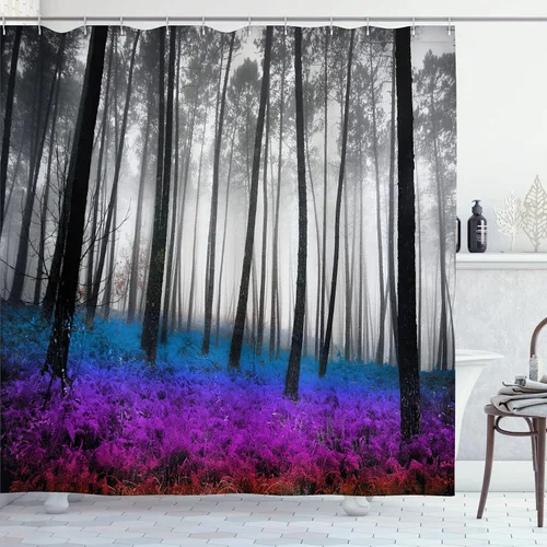 Vista 13 de Ambesonne Cortina de ducha retro, diseño clásico de rayas verticales, imagen, imagen antigua, obra de arte, juego de decoración de baño de tela