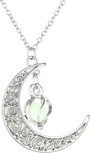 Vista 4 de 1 collar luminoso de piedra lunar encantada collar de cuentas giratorias de luna luminosa hueca - Collar brillante de hadas de fantasía mágica C