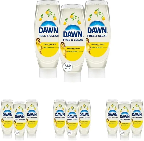 Vista 12 de Dawn Free&Clear EZ-Squeeze - Jabón líquido para lavar platos, limón, 3 x 24.3 onzas líquidas