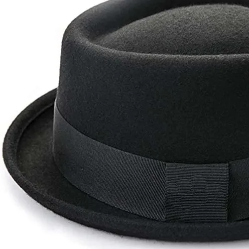 Vista 6 de Sombrero de pastel de cerdo Breaking Bad Sombreros de porkpie Sombreros de fieltro de lana Heisenberg Sombrero para hombre Sombreros de ala Fedora