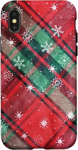 Vista 5 de Green Red Christmas Plaid Winter Snowflakes Case for iPhone 16