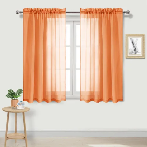 Vista 71 de DWCN Cortinas Transparentes Aqua de Voile Semitransparente con Bolsillo para Barra para Dormitorio y Sala de Estar, 36 x 36 pulgadas de Largo, Juego