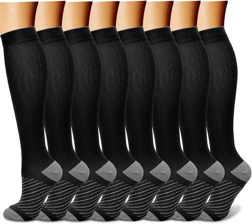 Vista 40 de CHARMKING Calcetines de compresión para mujeres y hombres para circulación (8 pares) 15-20 mmHg, mejor soporte para ciclismo atlético