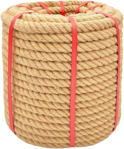 Vista 9 de Cuerda de cáñamo de 1 pulgada x 50 pies, cuerda trenzada de 4 hebras resistente para manualidades, decoración náutica, tira y afloja, paisajismo