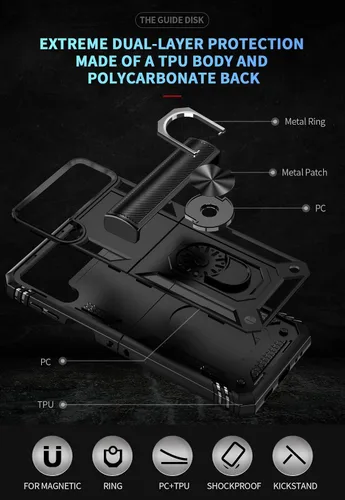 Vista 7 de ONOLA Funda compatible con Samsung Galaxy Z Flip 4/3 con protección de bisagra y anillo giratorio de 360° con soporte magnético resistente