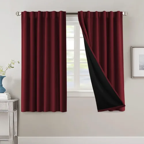 Vista 51 de H.VERSAILTEX Cortinas 100% opacas para dormitorio con forro negro, cortinas de oscurecimiento de habitación completa, con aislamiento térmico