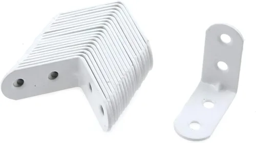 Vista 5 de Coshar 20 soportes de hierro en L para juntas de ángulo recto, soportes resistentes para estantes flotantes, mesa de madera, color blanco