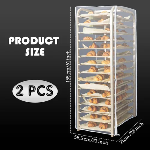 Vista 2 de Riakrum 2 piezas de 2 piezas de cubierta para panecillos para panadería, hoja de 20 niveles para el hogar, cocina, restaurante, panadería, 28