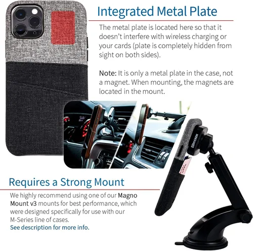 Vista 3 de Dockem Funda tipo cartera para iPhone 11 Pro: placa de metal integrada para montaje magnético y 2 ranuras para tarjetas de crédito