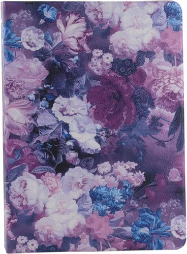 Vista 2 de Funda de cartera de 3 anillas, pintura floral, piel sintética, organizador de negocios con soporte para bloc de notas