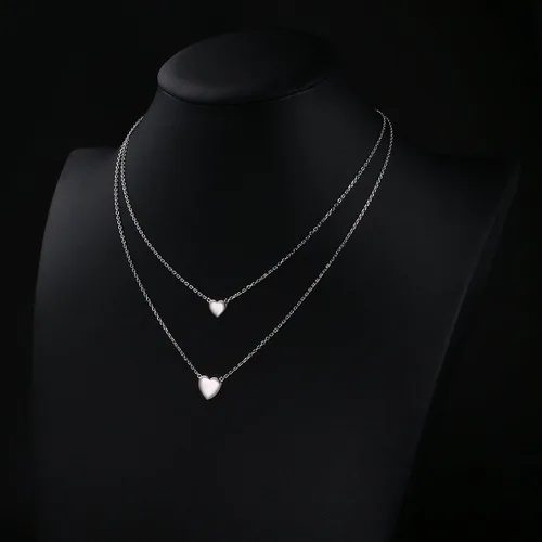 Vista 2 de Collar de plata de ley con colgante de corazón y cruz hecho a mano para mujeres y niñas