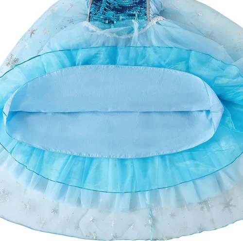 Vista 7 de Aoiviss Elsa Costume for Girls Frozen Princess Dress Birthday Halloween Cosplay